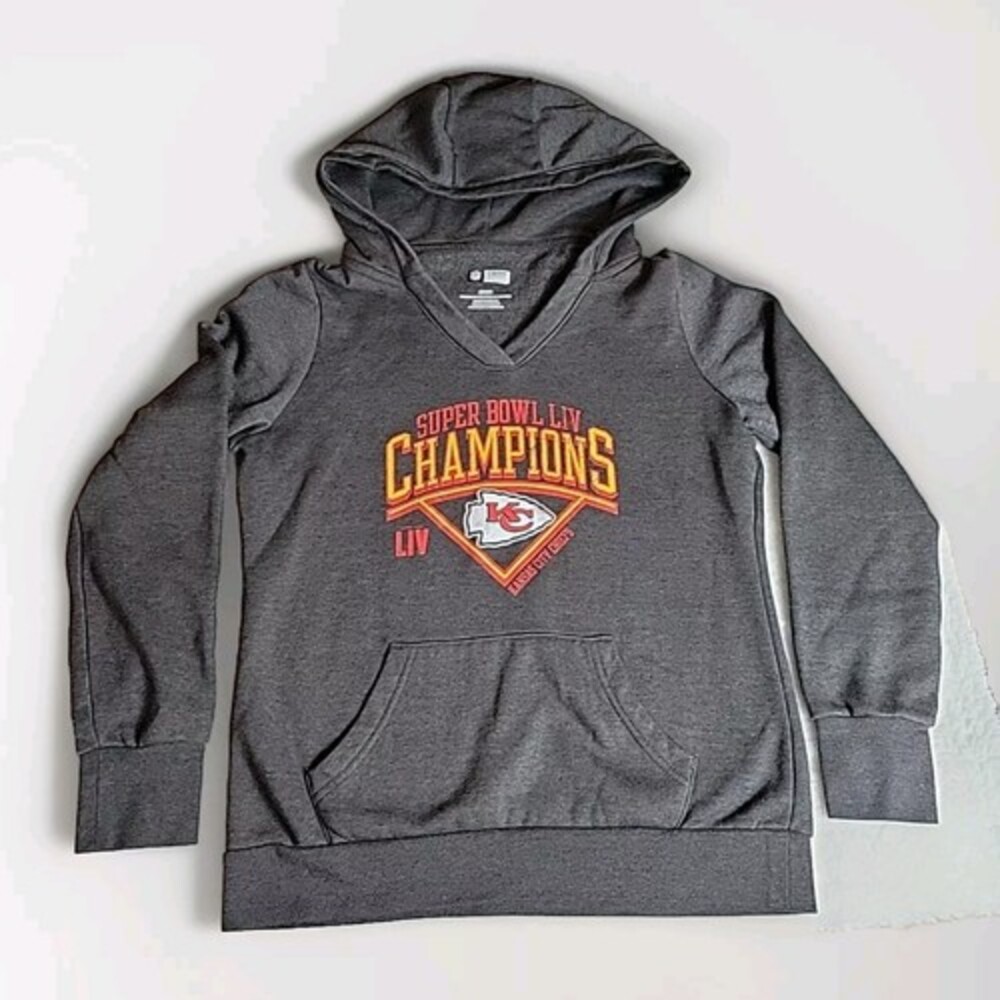 Kansas City Chiefs Super Bowl LIV Hoodie Women's Medium Gray NFL Team Apparel